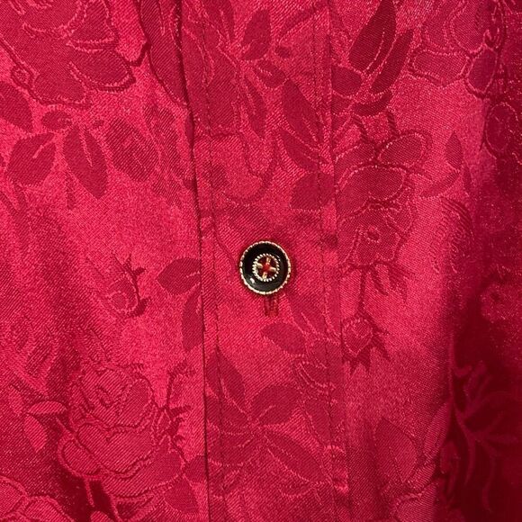 Coofandy Solid Red Floral Design Button Down Long Sleeve Blouse Ladies Size XXXL - Picture 5 of 10